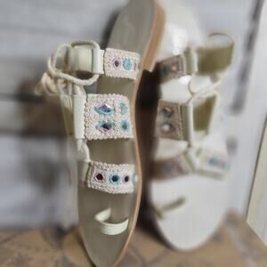 New Free People Sandal EUR 39.5 Strappy Lace Size 9 Womens Shoes Cream Tan